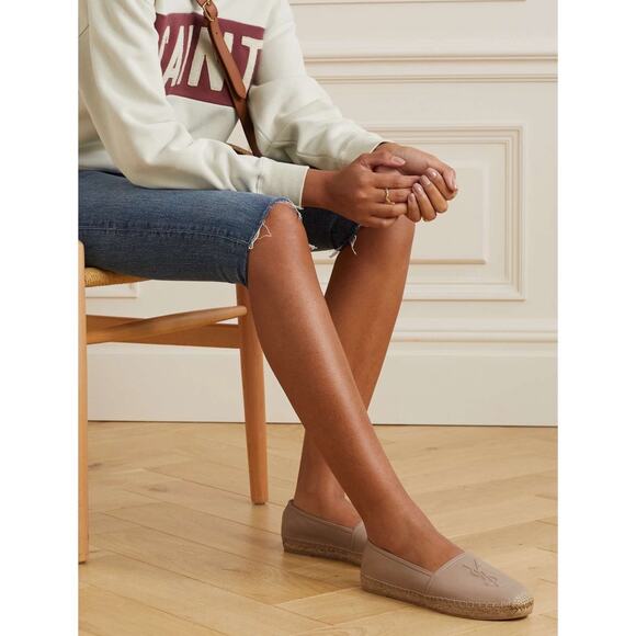 Saint Laurent Logo Monogram Nappa Leather Espadrilles Rose Poudre Size 38 - Picture 2 of 16